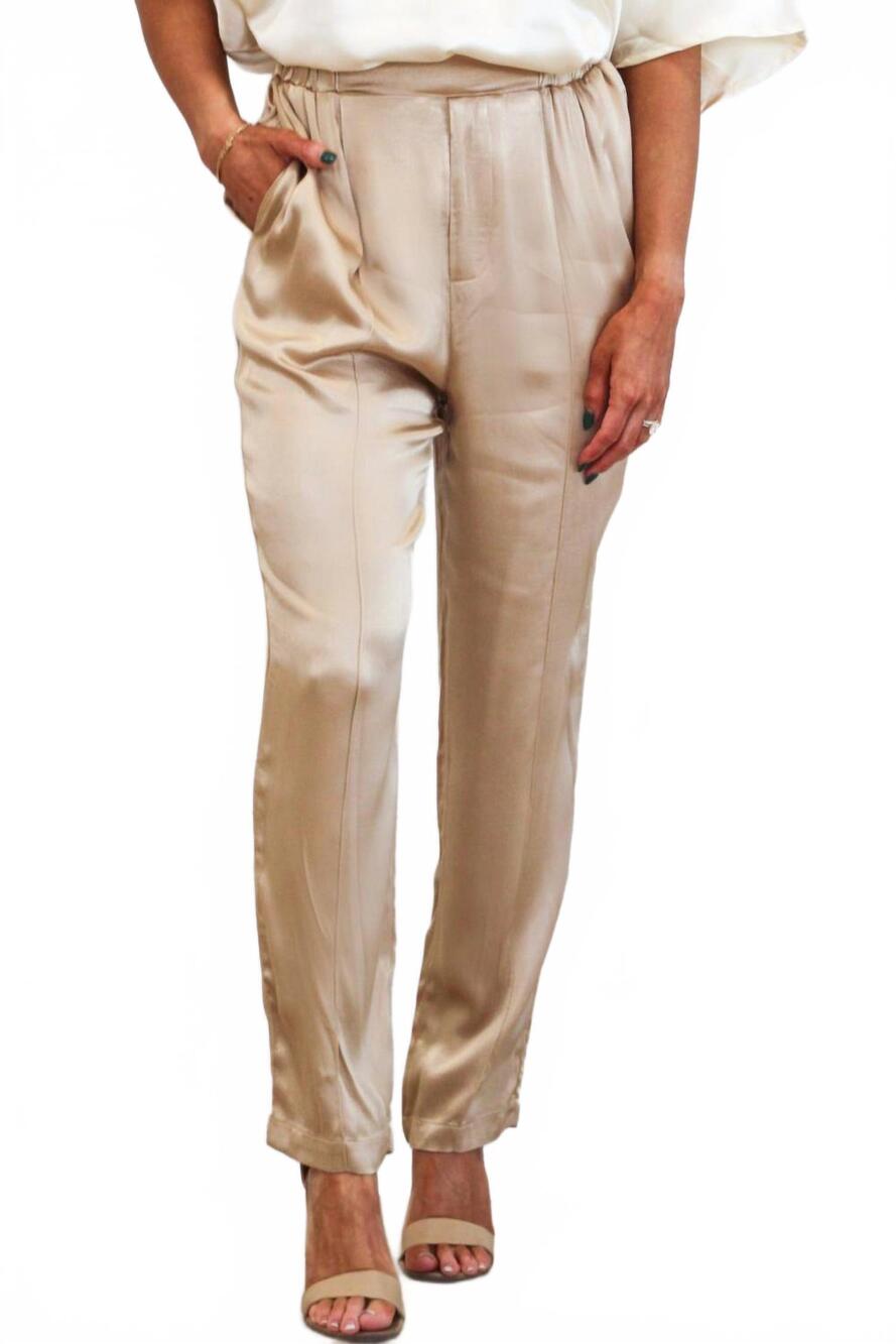 NEW DO+BE vita high waisted satin pants in champagne